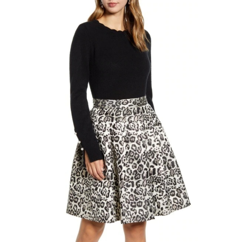 NWT Rachel Parcell Brocade Leopard Skirt XXS